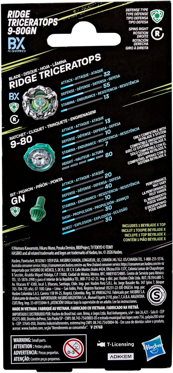 HASBRO Beyblade X Booster Ridge Triceratops / Tricera Press 9-80GN