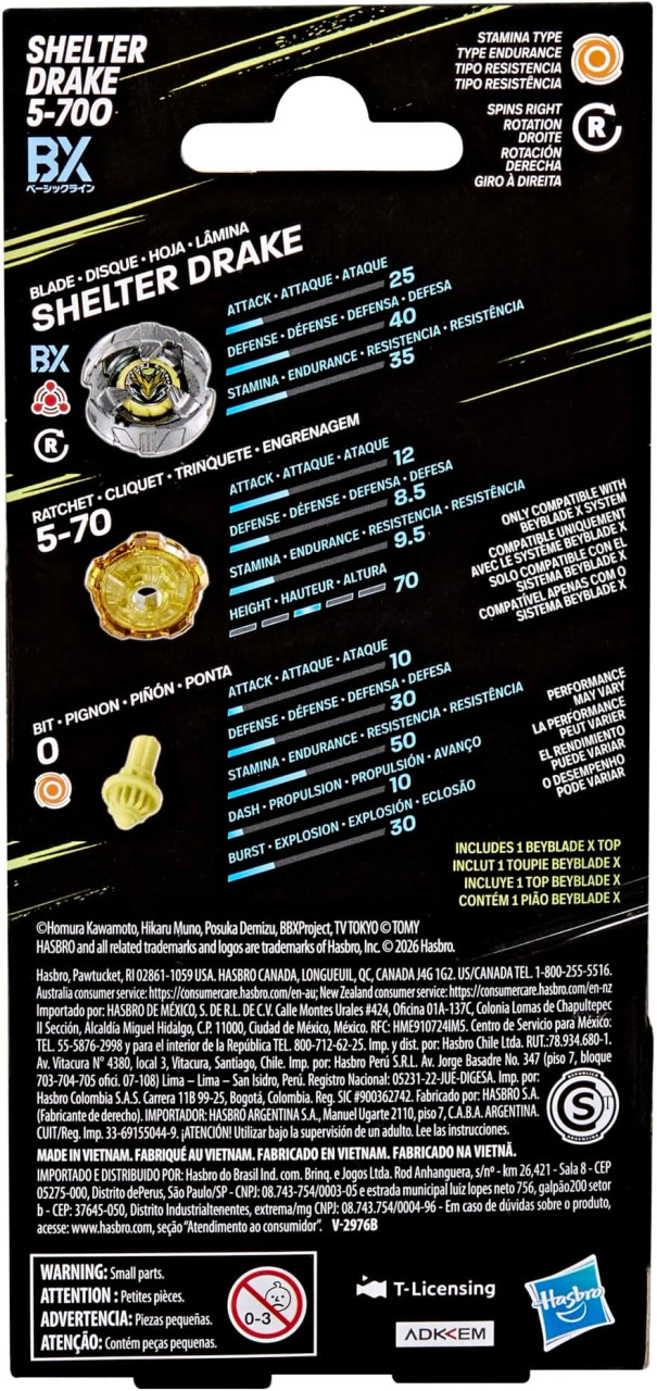HASBRO Shelter Drake 5-70O Beyblade X Booster G2732 / BX-39-02