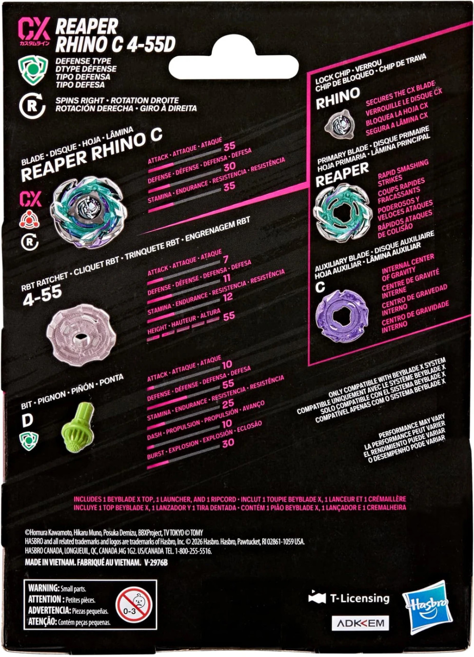 HASBRO Beyblade X Reaper Rhino C4-55D G2746 / CX-05-02 - BeysAndBricks