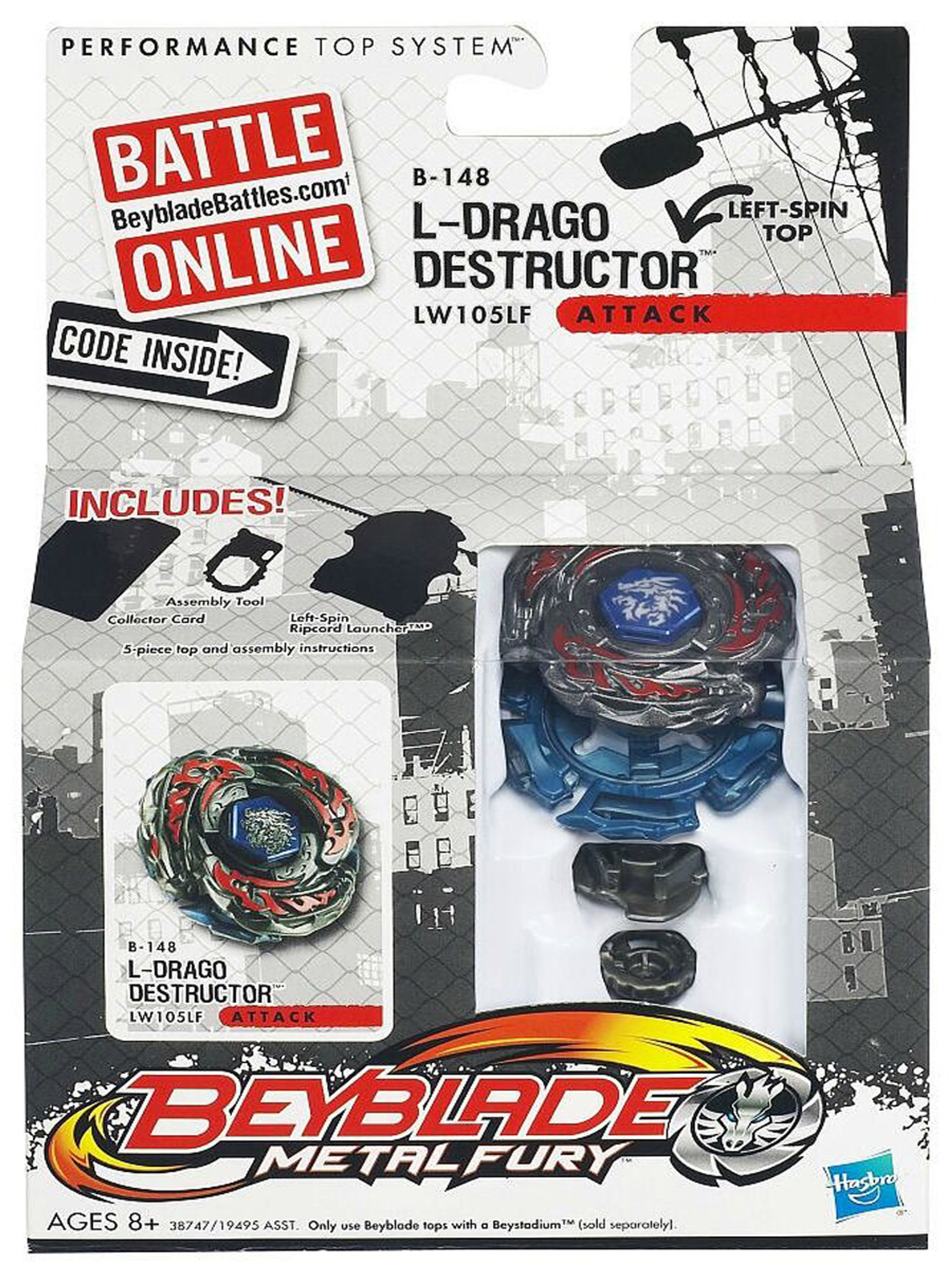 L-Drago Destructor Destroy F:S Metal Fury Beyblade Starter BB-108 ...