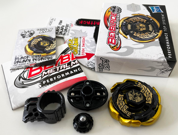 HASBRO Black Sun Gold Galaxy Pegasus / Pegasis GB145MS Metal Masters Beyblade