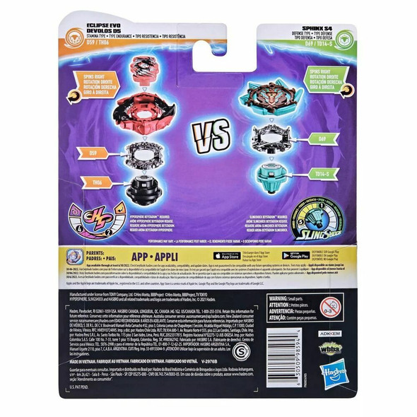 HASBRO Sphinx S4 & Eclipse Evo Devolos D5 Beyblade Burst Surge Dual Pack F0610