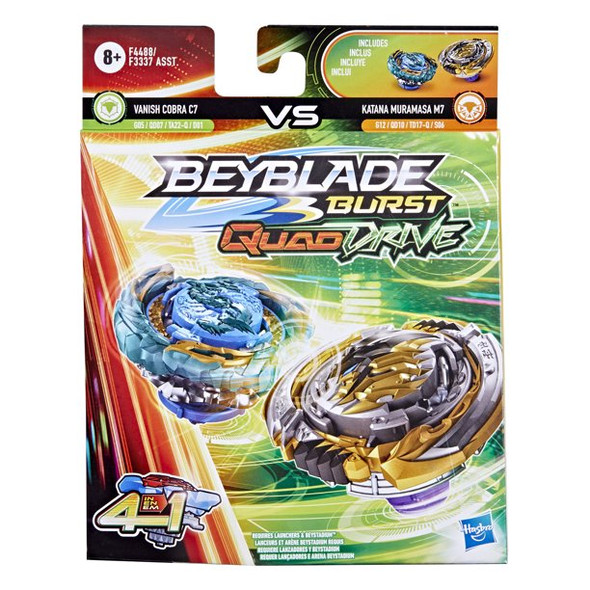 HASBRO Vanish Cobra C7 & Katana Muramasa M7 Beyblade Burst DB QuadDrive Dual Pack F4488