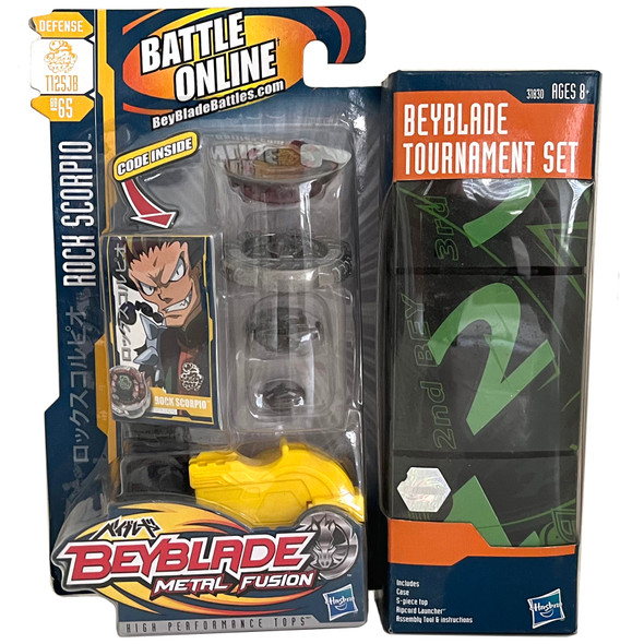 HASBRO Metal Fusion 'Beyblade Tournament Set' w/ Rock Scorpio BB-65 & Bey Deck Case