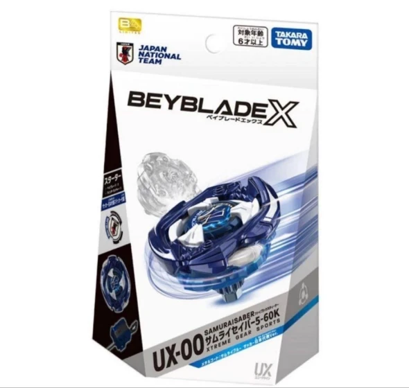 TAKARA TOMY Samurai Saber 5-60K Beyblade X Starter UX-00 [Metal Coat: Blue, Japan National Soccer Team Ver.]
