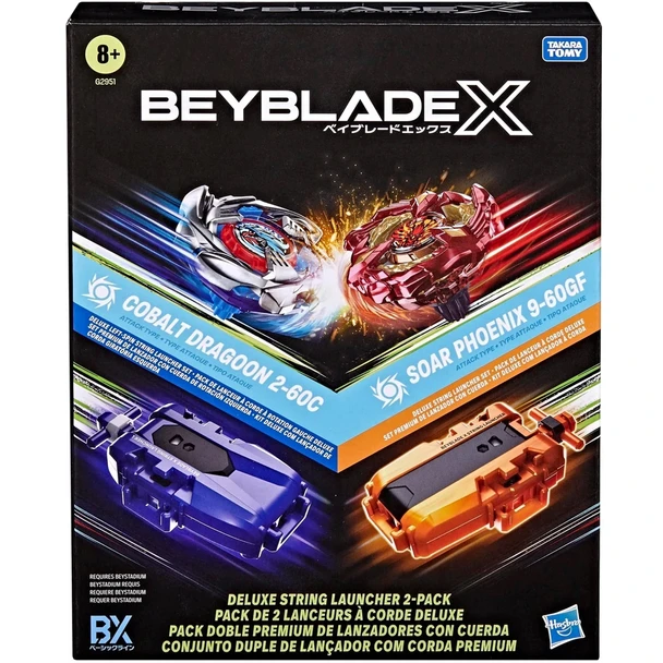 HASBRO Beyblade X 'Deluxe String Launcher 2-Pack' G2951 (w/ Cobalt Dragoon & Soar Phoenix)