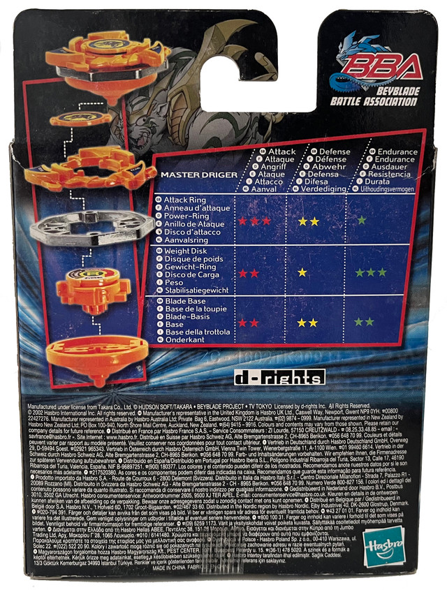 HASBRO Master Driger Original Series Spin Gear Beyblade A37