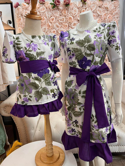 Women's Floral Filipiniana Dress