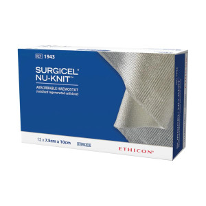 Surgicel 1943 - Nu-Knit Absorbable Hemostat: 3" x 4" Surgicel 1943 - Nu-Knit Absorbable Hemostat: 3" x 4"