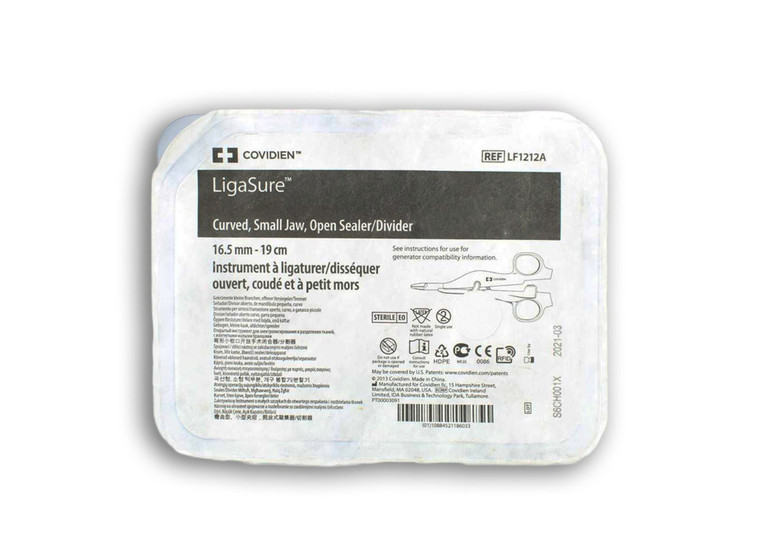 Covidien LF1212A - LigaSure Small Curved Jaw, Open Sealer/Divider; 16.5mm - 19cm - Each