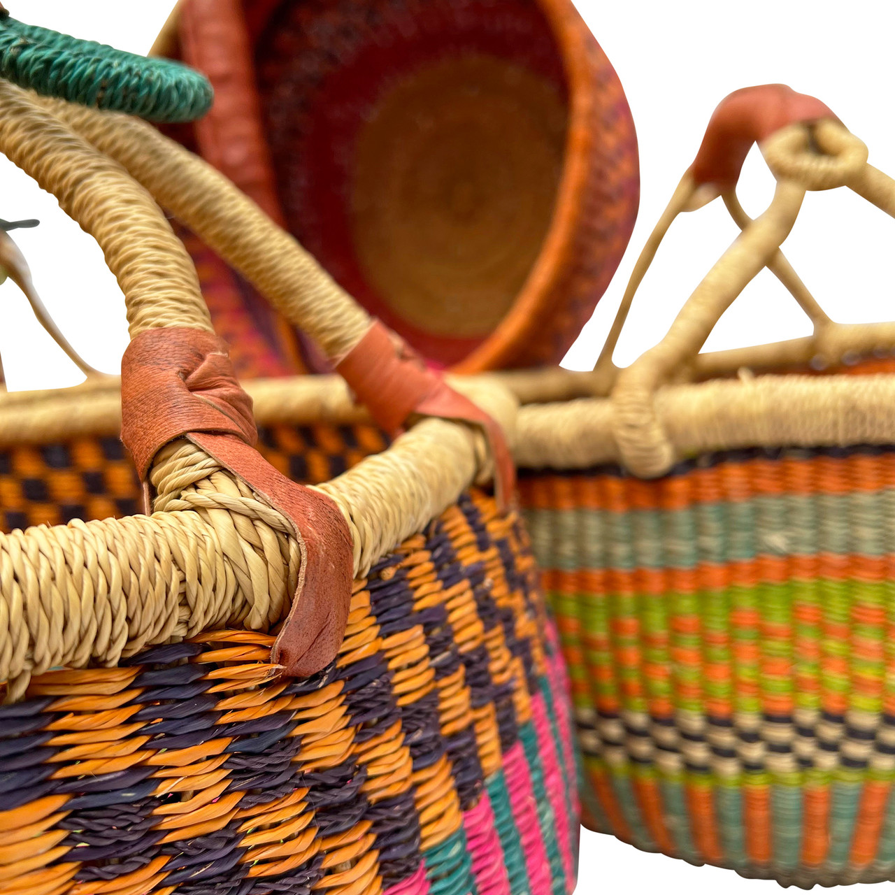 Deluxe Round Colorful African Basket Large 16" Djembe Direct