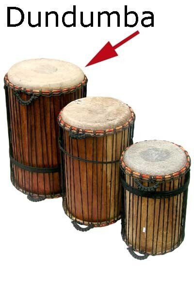 Dundubi Instrument Classic Heartwood Extra Large Dundumba Dunun Drum - 16x32 - Djembe Direct