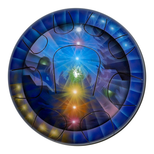 Designer 10" Steel Tongue Drum - Chakra Lights Designer 10" Steel Tongue Drum - Chakra Lights