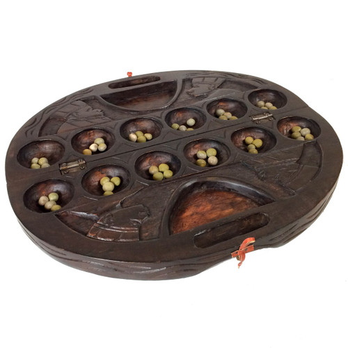 African Oware (mancala) Seed Board Game - Deluxe Carving African Oware (mancala) Seed Board Game - Deluxe Carving