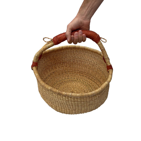 Deluxe Round Natural African Basket - Large 16 - Djembe Direct