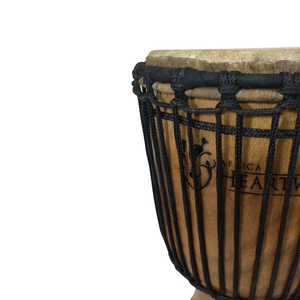 Geometric Blue Sese Wood Djembe Drum with Kente Accents, 'Unity Celebration