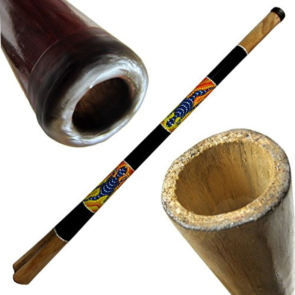 Solid Wood Didgeridoo, Beeswax Mouthpiece 52" Long Hand Painted Sunrise Gecko Key of CE