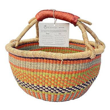 Deluxe Round Colorful African Basket - Large 16