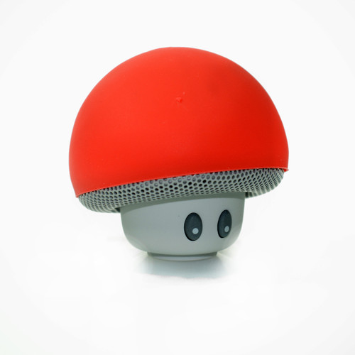 Fashion Cute Red Mushroom Head Mini Suction Speaker Bluetooth Handsfree mic