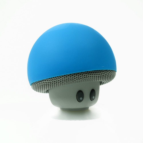 Fashion Cute Blue Mushroom Head Mini Suction Speaker Bluetooth Handsfree mic