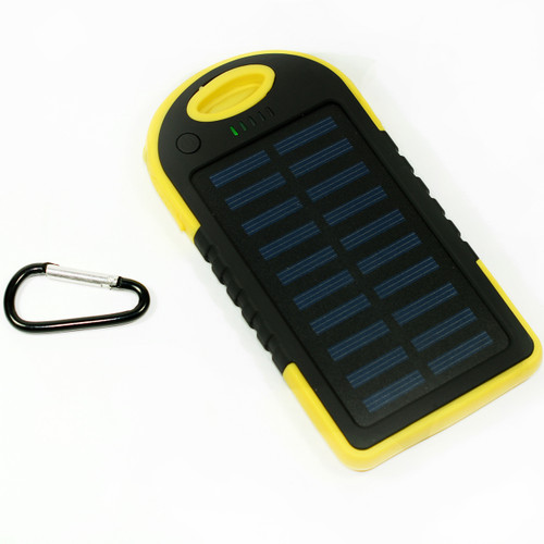 Waterproof Solar Power Bank Battery Charger 5000 mah for Cell Phone Yellow