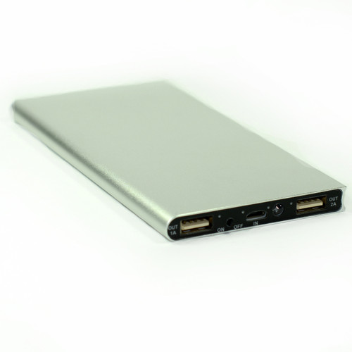 Ultra Thin Power Bank Battery Charger 10000 mah for Cell Phone Silver