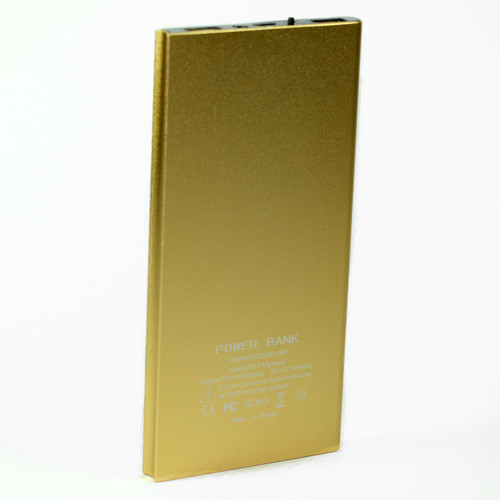 Ultra Thin Power Bank Battery Charger 10000 mah for Cell Phone Gold