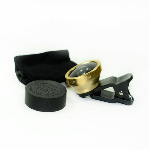 Gold 0.4x Fisheye Eye Lens Detachable Clip Camera For Cell Phone