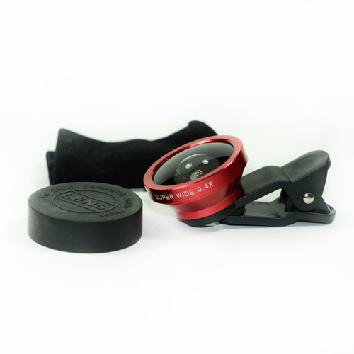 Red 0.4x Fisheye Eye Lens Detachable Clip Camera For Cell Phone