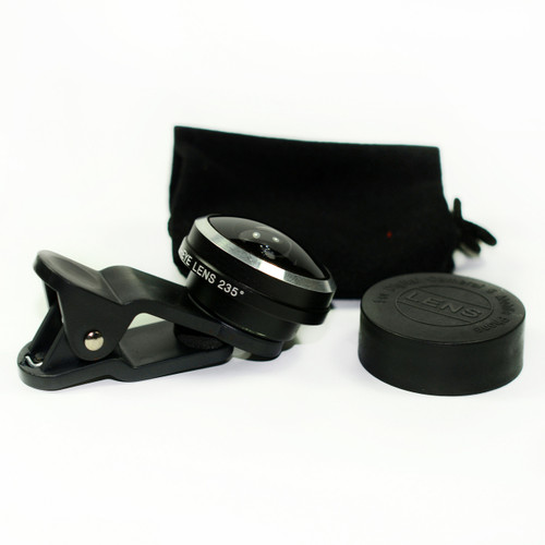Black 235° Detachable Wide Clip Fisheye Eye Lens Camera For Cell Phone