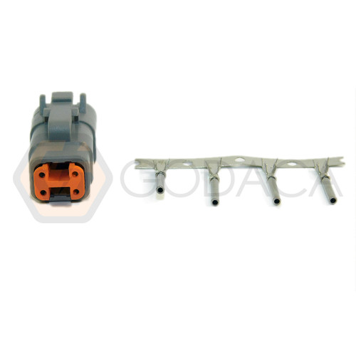 1x Connector 4-way DTM Deutsch DTM06-4S w/out wire