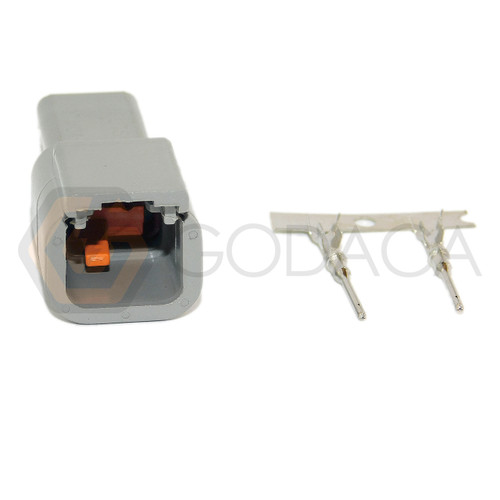 1x Male Connector 2-way DTM Deutsch DTM04-2P w/out wire