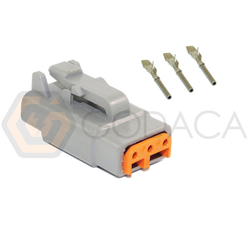 1x Connector 3-way DTM Deutsch DTM06-3S w/out wire