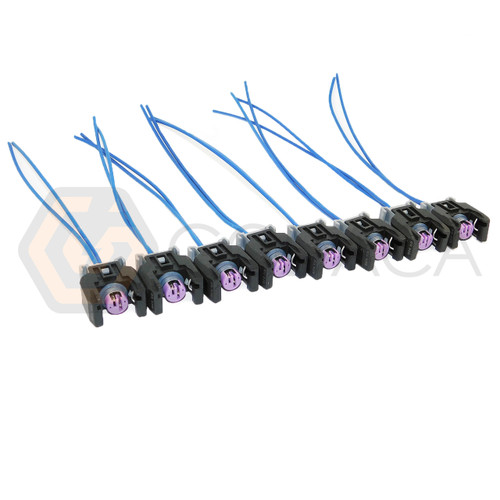 8x Connector 2-way 2 pin for Fuel Injector 13816706 Delphi