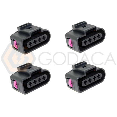 4x Connector 4-way 4 pin for Ignition Coil Audi 1J0 973 724 w/out wire