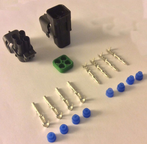 1x Female and Male Connector 4-way Square WeatherPack 01020101000404 w/out wire