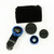 3 in 1 Blue 0.65x Wide, 180, Macro Fisheye Eye Lens Camera For Cell Phone