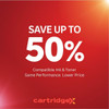 Cartridgex Compatible 5 Ink Cartridge Set, promotional discount offer with text 'Save Up to 50%', compatible with Epson WorkForce Pro WF-5690DWF WF-4630DWF, includes ink and toner, same performance, lower price.