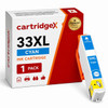 Cartridgex Compatible Cyan Ink Cartridge Replacement For Epson 33XL T3362 High Capacity, image of the cyan ink cartridge and packaging box.