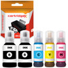 Cartridgex Compatible 5 Ink Refill Bottle Set for Epson EcoTank ET-2750 ET-3700 ET-2700, replacement for Epson 102, includes 2x Black 127ML and color 70ML ink bottles with color-coded caps.