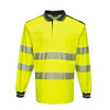 Portwest PW3 Hi-Vis Polo Shirt L/S, Size: S, Colour: Yellow/Navy, T184YNRS