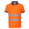 Portwest PW3 Hi-Vis Polo Shirt S/S, Size: XXXL, Colour: Orange/Navy, T180ONRXXXL