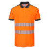 Portwest PW3 Hi-Vis Polo Shirt S/S, Size: S, Colour: Orange/Black, T180OBRS
