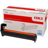 OKI Cyan EP C823 Image Drum 833 843 46438003, a replacement cyan toner image drum for compatible OKI printers, shown alongside its packaging box.