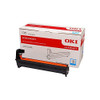 Oki Ep Cartridge for Mc853/Mc873 Printers - Cyan, cyan toner cartridge with packaging box for high-quality printing.