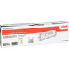 Oki Standard Toner Cartridge for Mc853/Mc873 Printers - Yellow, packaging box with product details and brand logo.