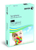 Xerox 80gsm A4 Medium Tints Mid Blue Ream Symphony Paper, image of a light blue ream of paper with product details and a smiling child with a colorful lollipop