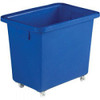 FSMISC FD BOTTLE SKIP BLUE 610X405X560MM 328217, a large blue plastic roll-away waste bin with four caster wheels for easy mobility.