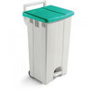 FSMISC FD 90L Mobile Pedal Bin Lid Green, plastic waste bin with pedal operated lid and green lid for hands-free waste disposal.