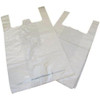 Carrier Bag Biodegradable White, two white biodegradable shopping bags with handles and perforated tops.
